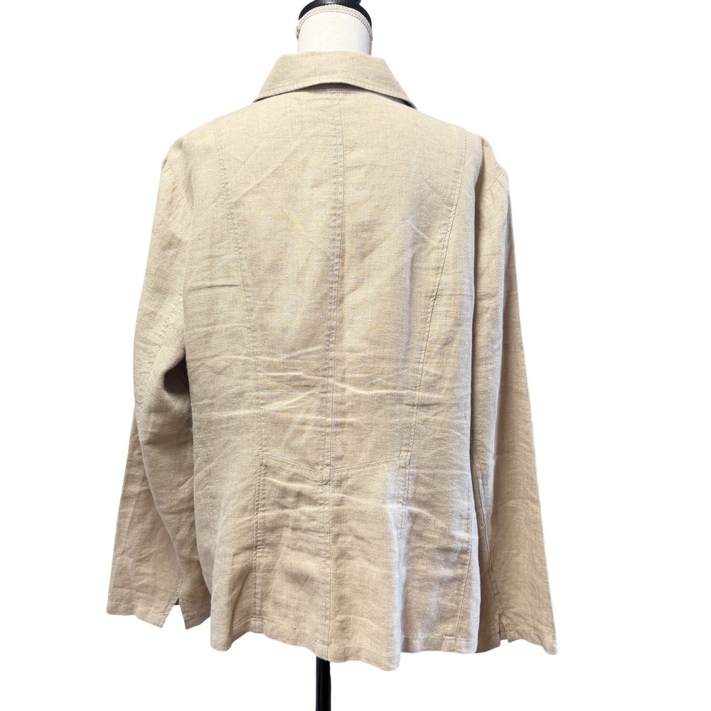Coldwater Creek Linen Button Front‎ Jacket Beige W18 Women's - Picture 2 of 9